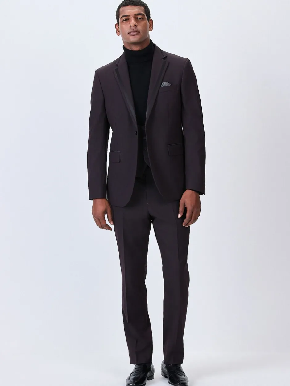 Smokings En Feestkleding|Next Bordeauxrood - Tailored fit - Inset Lapel Detail Tuxedo Suit Jacket