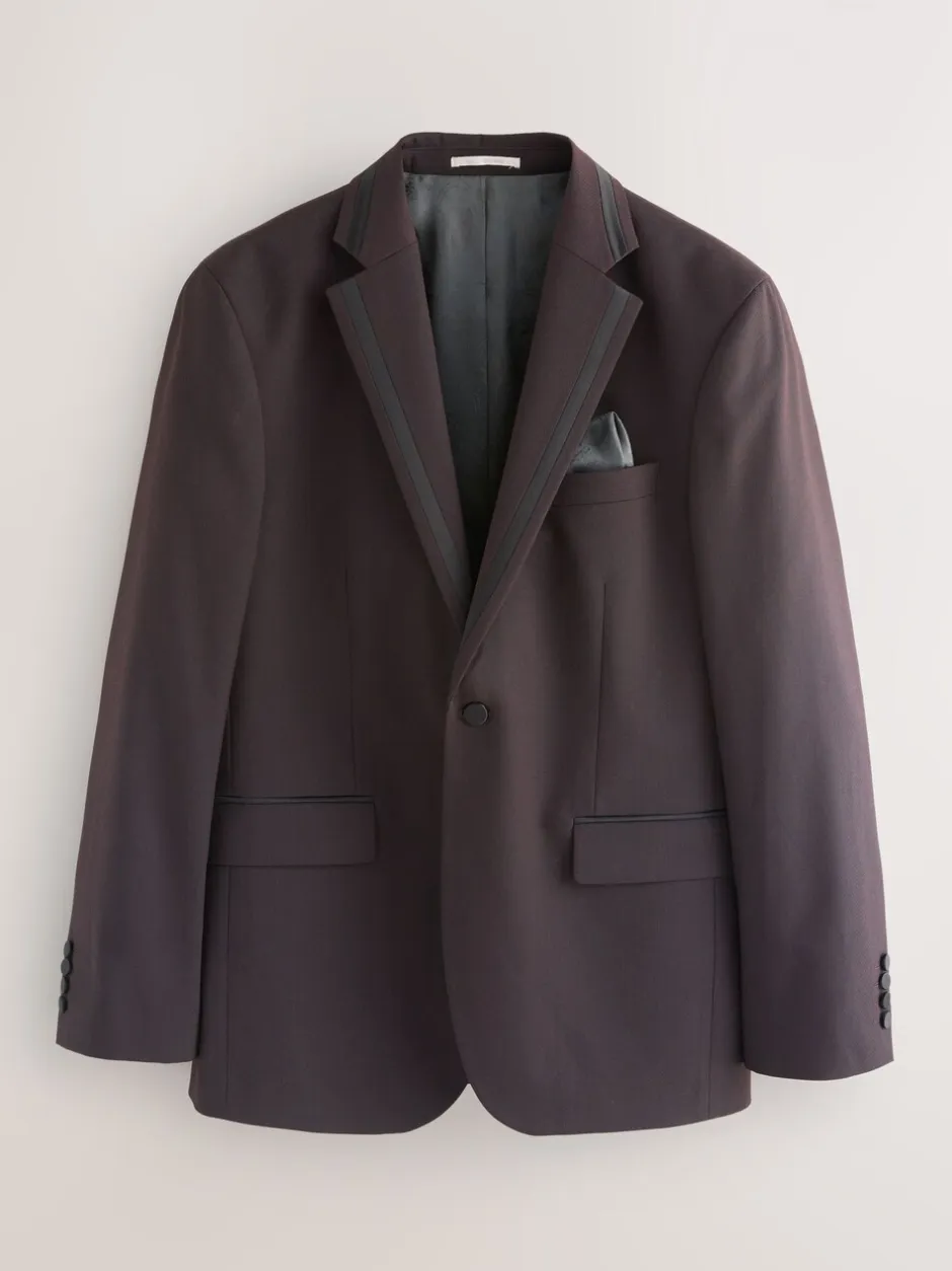 Smokings En Feestkleding|Next Bordeauxrood - Tailored fit - Inset Lapel Detail Tuxedo Suit Jacket