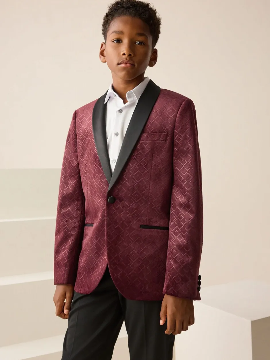 Kostuums En Herenvesten|Next - Textured Velvet Blazer (3-16yrs) Bordeauxrood