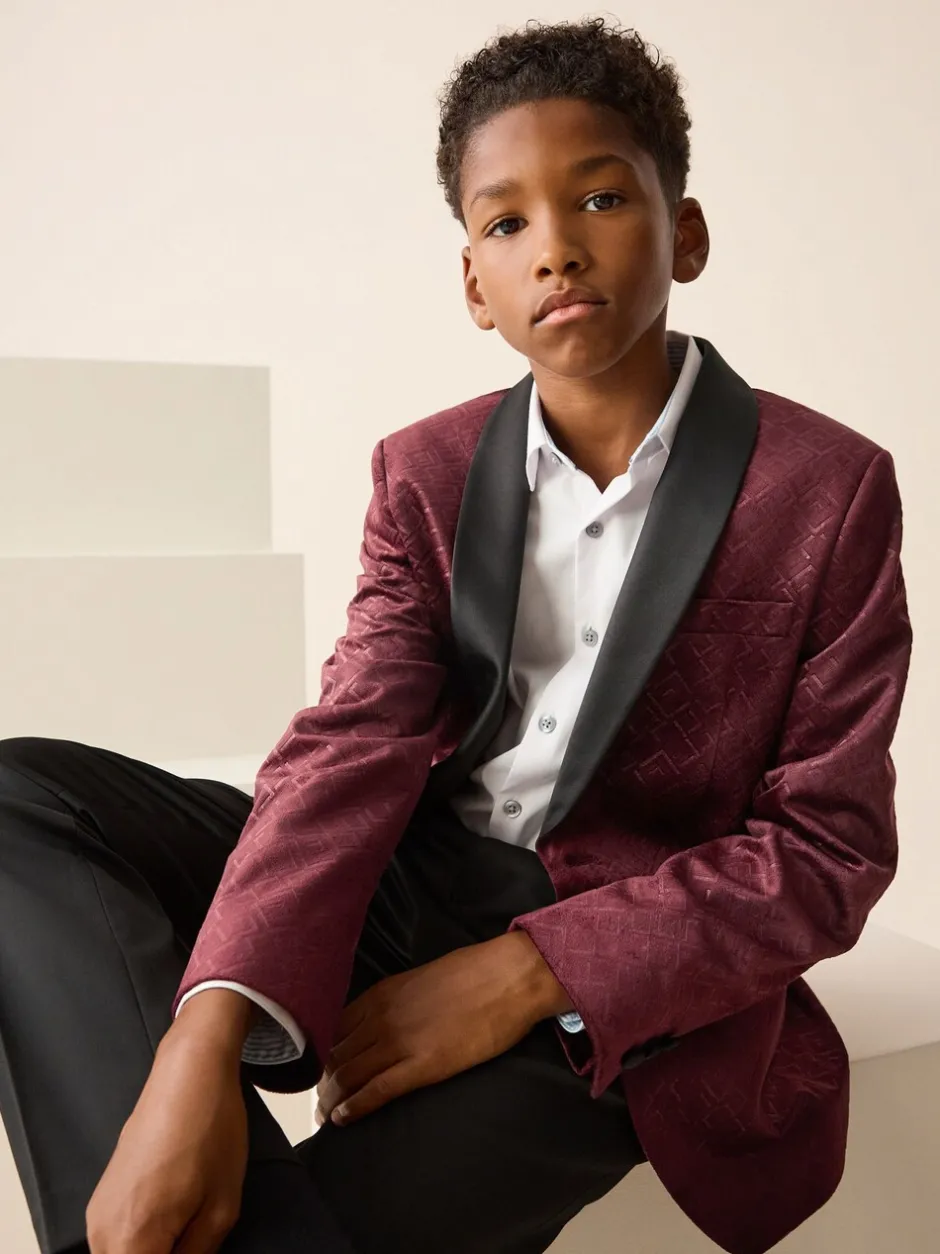 Kostuums En Herenvesten|Next - Textured Velvet Blazer (3-16yrs) Bordeauxrood