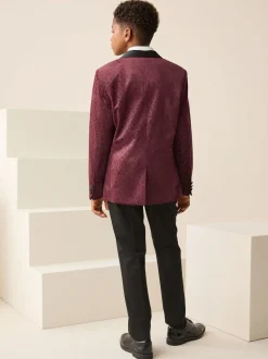 Kostuums En Herenvesten|Next - Textured Velvet Blazer (3-16yrs) Bordeauxrood