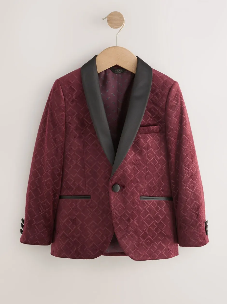 Kostuums En Herenvesten|Next - Textured Velvet Blazer (3-16yrs) Bordeauxrood