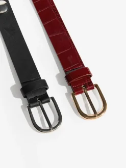Ceintuurs*Friends Like These - Studded Belts 2 Pack Bordeauxrood en zwart