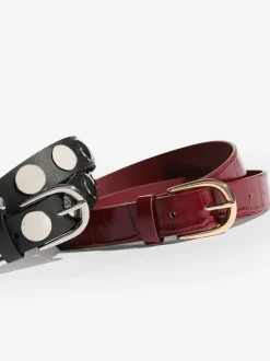 Ceintuurs*Friends Like These - Studded Belts 2 Pack Bordeauxrood en zwart