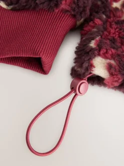 Hoody's En Sweatshirts*Next - Jacquard Teddy Borg Quarter Zip Fleece Sweatshirt Bordeauxrood gebloemd
