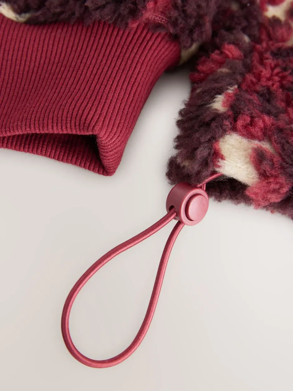 Hoody's En Sweatshirts*Next - Jacquard Teddy Borg Quarter Zip Fleece Sweatshirt Bordeauxrood gebloemd