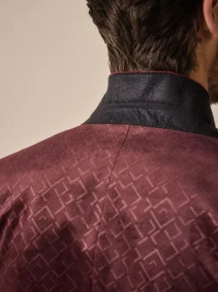 Smokings En Feestkleding|Formele Broek|Next - Slim Fit - Fluwelen blazer met patroon Bordeauxrood geometrisch