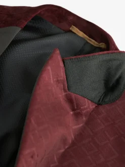 Smokings En Feestkleding|Formele Broek|Next - Slim Fit - Fluwelen blazer met patroon Bordeauxrood geometrisch