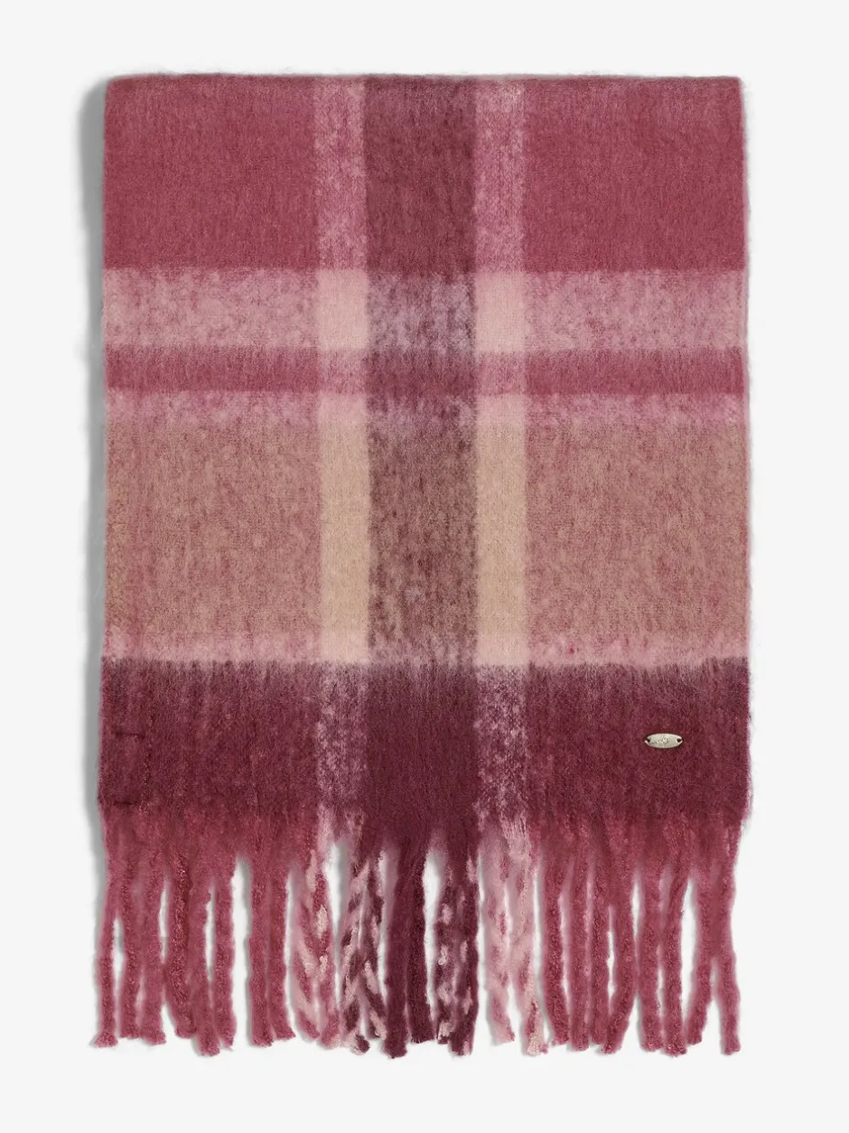 Mutsen, Handschoenen En Sjaals*Lipsy Bordeauxrood geruit - Cosy geborstelde sjaal