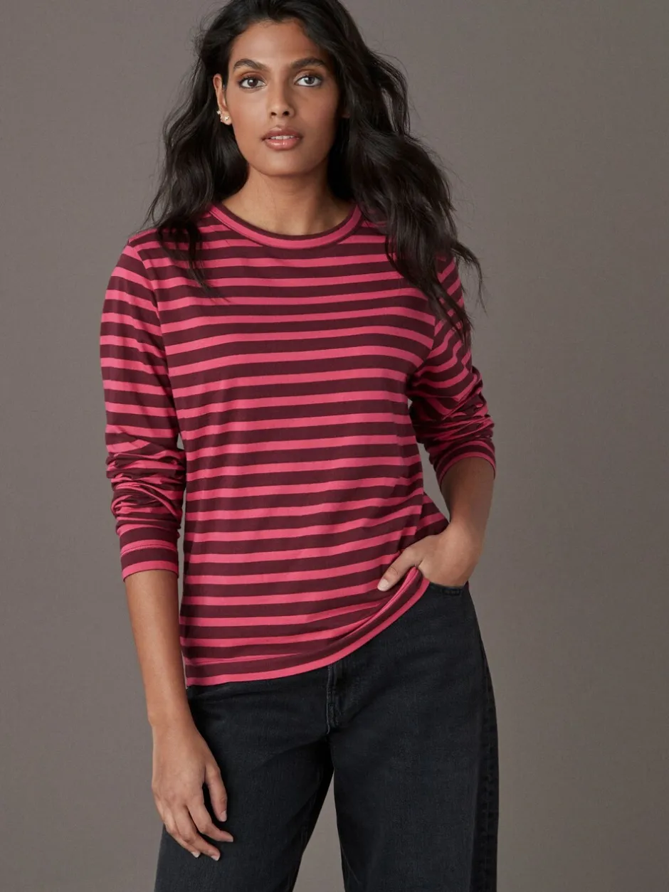 Tops En T-Shirts*Next Bordeauxrood gestreept - T-shirt met lange mouwen en ronde hals