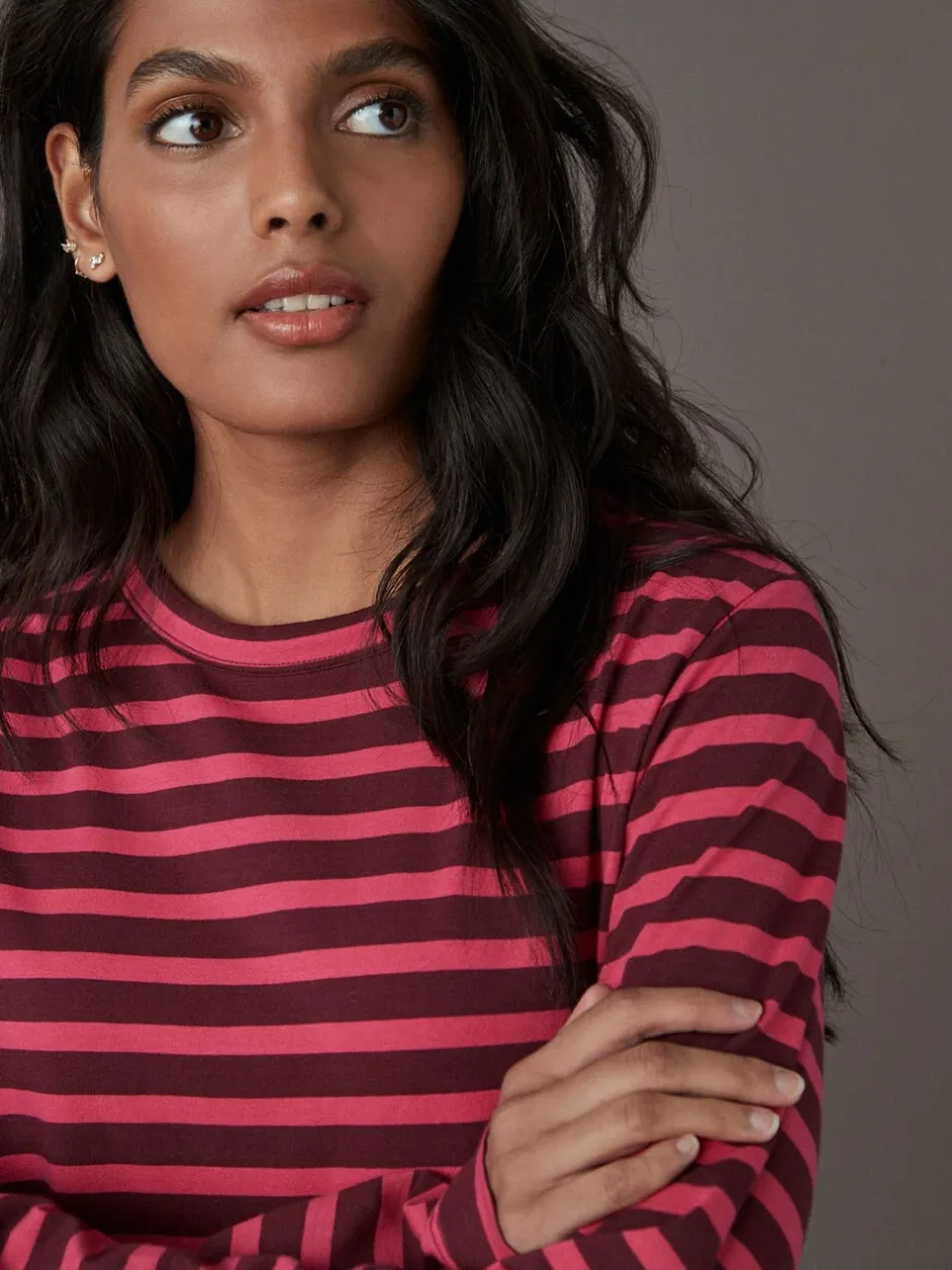 Tops En T-Shirts*Next Bordeauxrood gestreept - T-shirt met lange mouwen en ronde hals