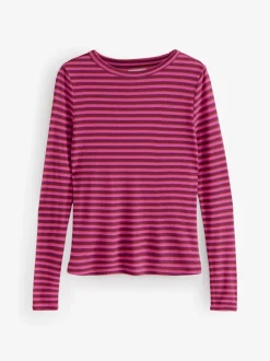 Tops En T-Shirts*Next Bordeauxrood gestreept - T-shirt met lange mouwen en ronde hals