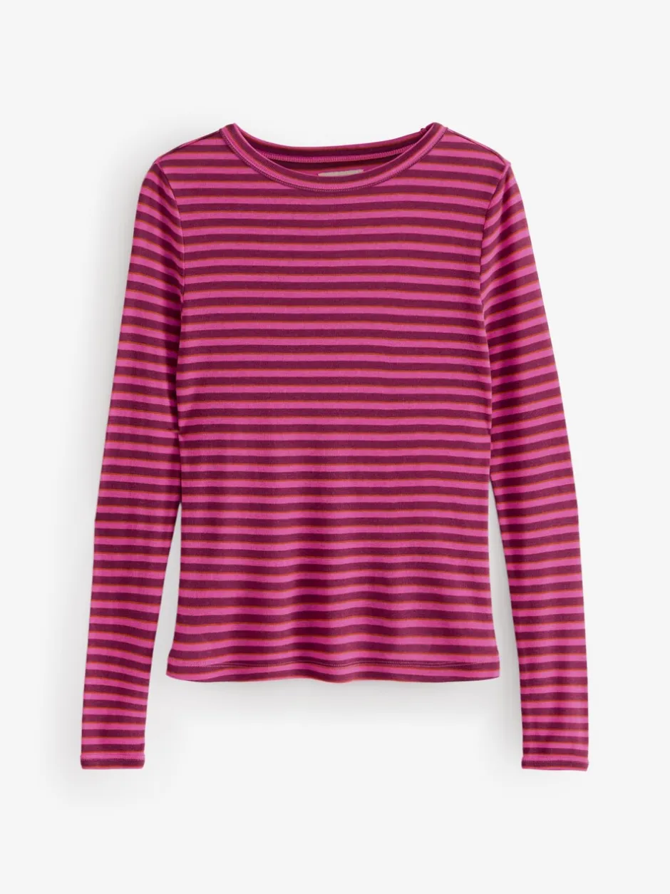 Tops En T-Shirts*Next Bordeauxrood gestreept - T-shirt met lange mouwen en ronde hals