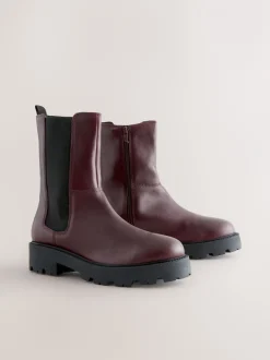 Boots|Next - Forever Comfort® - Grove chelsealaarzen Bordeauxrood leer