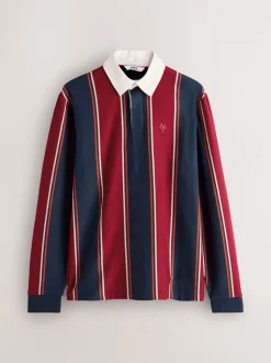 T-Shirts En Hemden|Next Bordeauxrood-marineblauw gestreept - Rugbyshirt