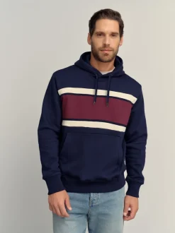 Sweaters En Hoody´S|Sweaters En Hoody´S|Next - Pullover-hoody - Sweatshirt met colourblocking Bordeauxrood/Marineblauw/Ecru Wit