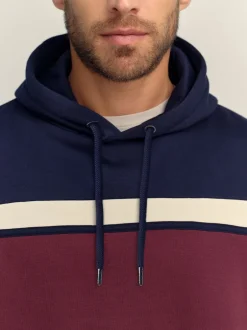 Sweaters En Hoody´S|Sweaters En Hoody´S|Next - Pullover-hoody - Sweatshirt met colourblocking Bordeauxrood/Marineblauw/Ecru Wit