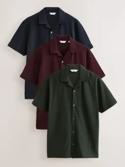 Shirts*Next - Piqué shirts met korte mouwen verpakking van 3 Bordeauxrood/Marineblauw/Olijfgroen