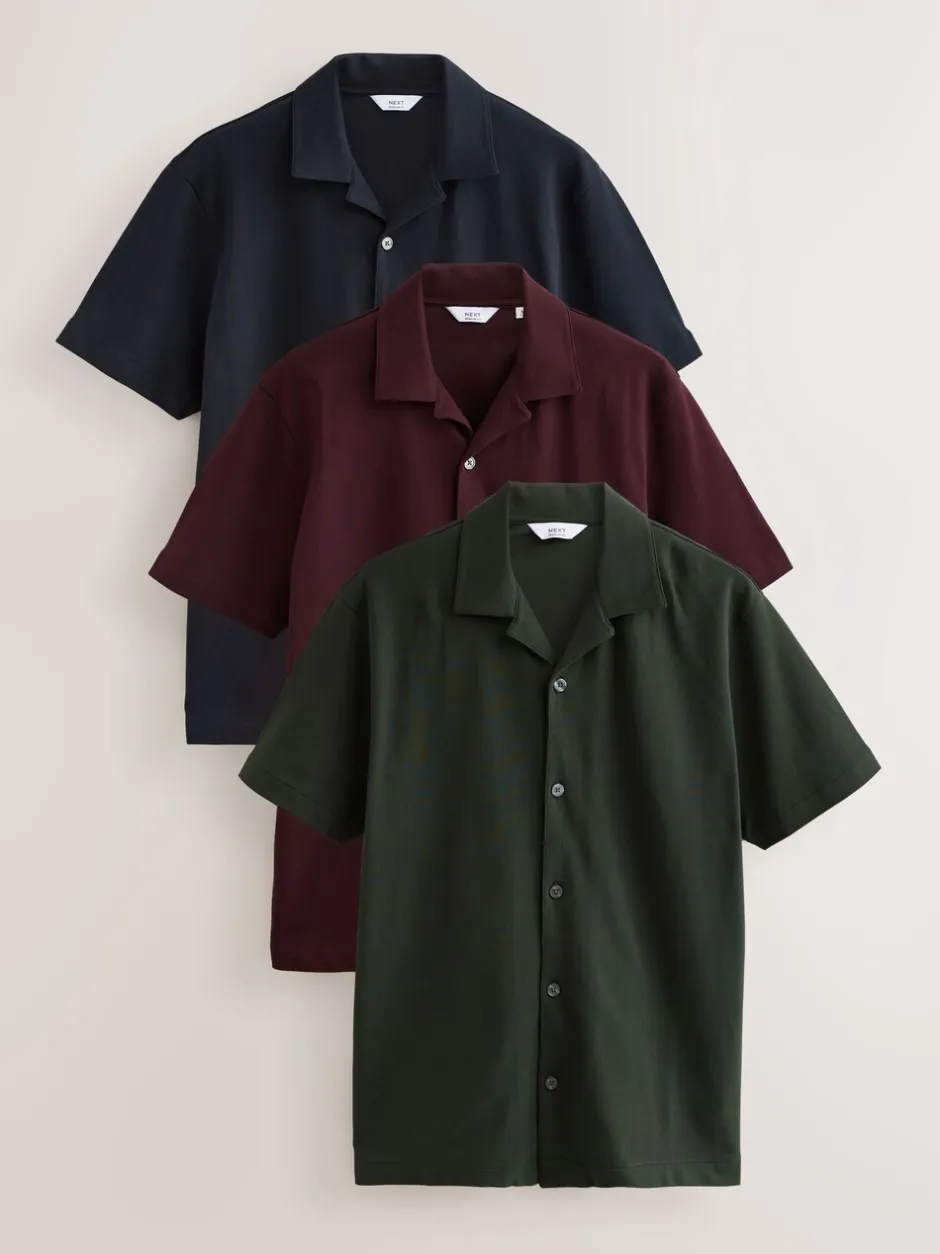 Shirts*Next - Piqué shirts met korte mouwen verpakking van 3 Bordeauxrood/Marineblauw/Olijfgroen