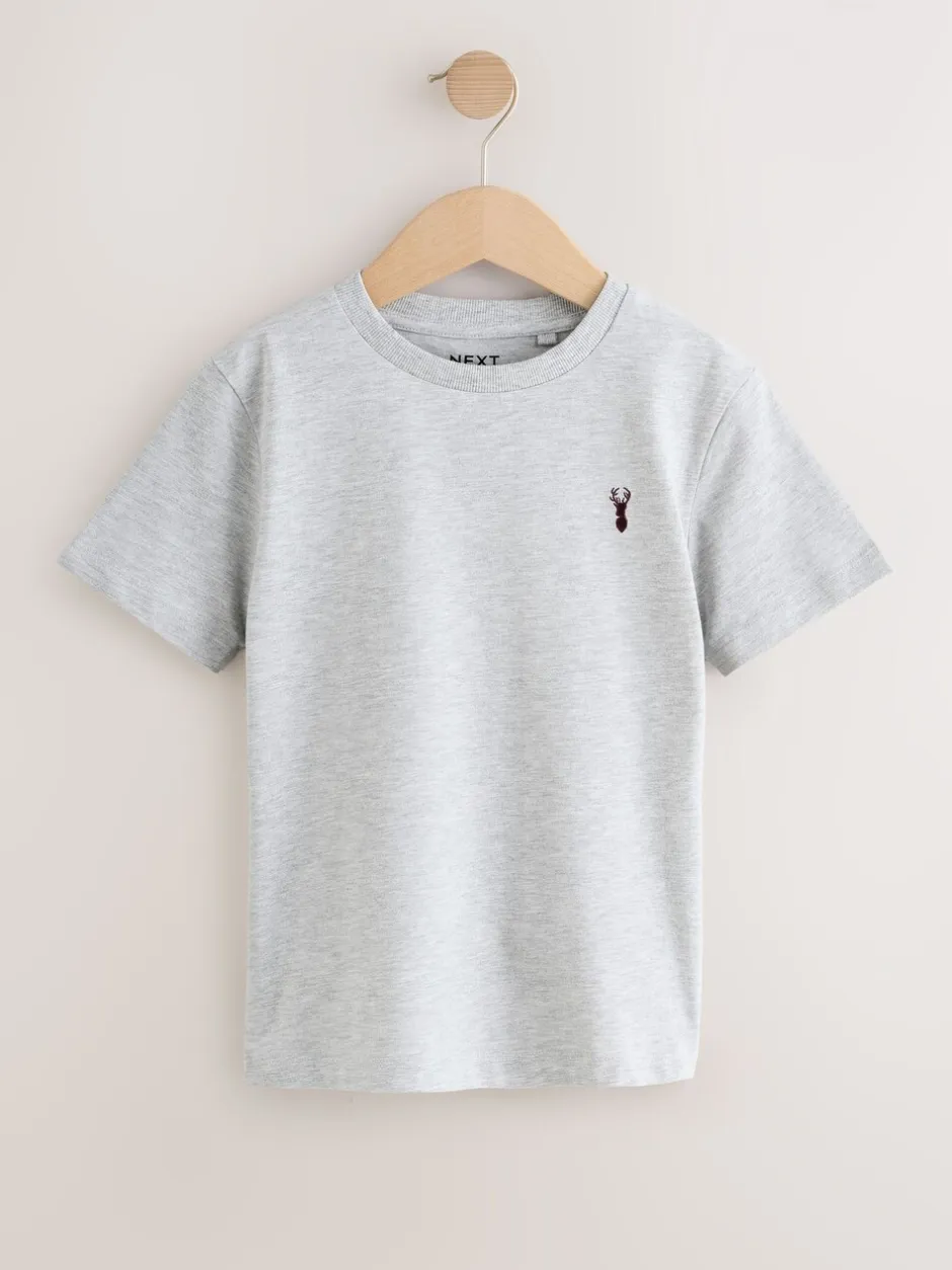 T-Shirts|Tops|Next Bordeauxrood/wit - T-shirts met korte mouwen en geborduurd rendier, verpakking van 4 (3-16jr)