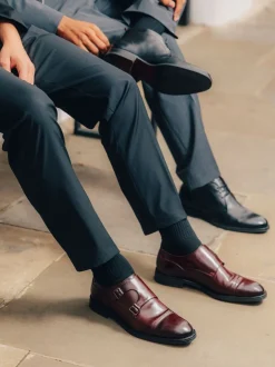 Formele Schoenen*Base London - Taper Monk Shoe Bordo Red