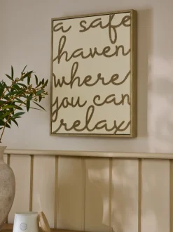 Canvassen En Kunst Voor Aan De Wand|Next Boucle Embroidered Relax Phrase Wall Art