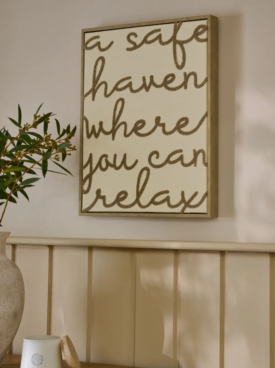 Canvassen En Kunst Voor Aan De Wand|Next Boucle Embroidered Relax Phrase Wall Art