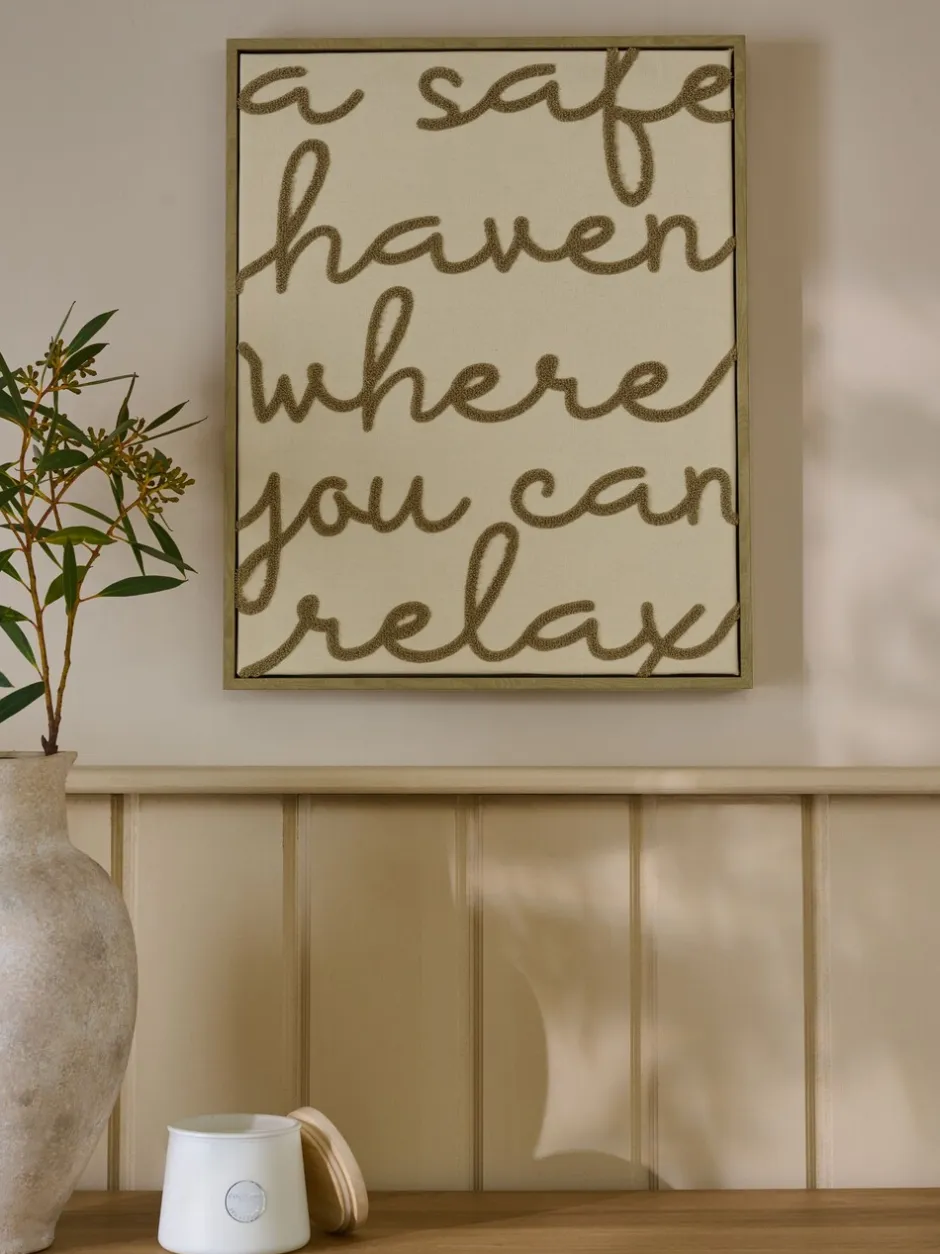 Canvassen En Kunst Voor Aan De Wand|Next Boucle Embroidered Relax Phrase Wall Art