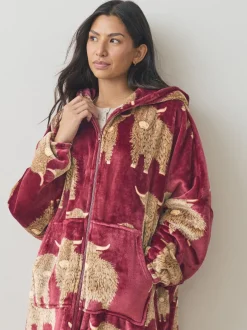 Loungewear|Alle Nacht- En Loungekleding*Next Bourgondisch Rode Hamish the Highland Cow - Oversized dekenhoody