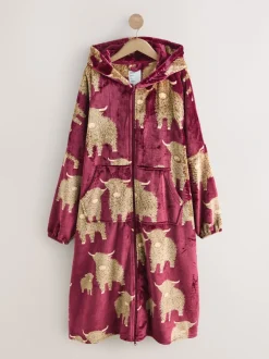 Loungewear|Alle Nacht- En Loungekleding*Next Bourgondisch Rode Hamish the Highland Cow - Oversized dekenhoody