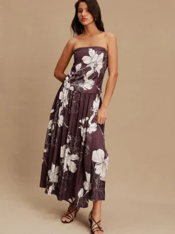 Rokken*Next Brdeauxrood/ecru - Kew Collection Satin Midi Skirt