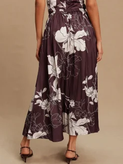 Rokken*Next Brdeauxrood/ecru - Kew Collection Satin Midi Skirt