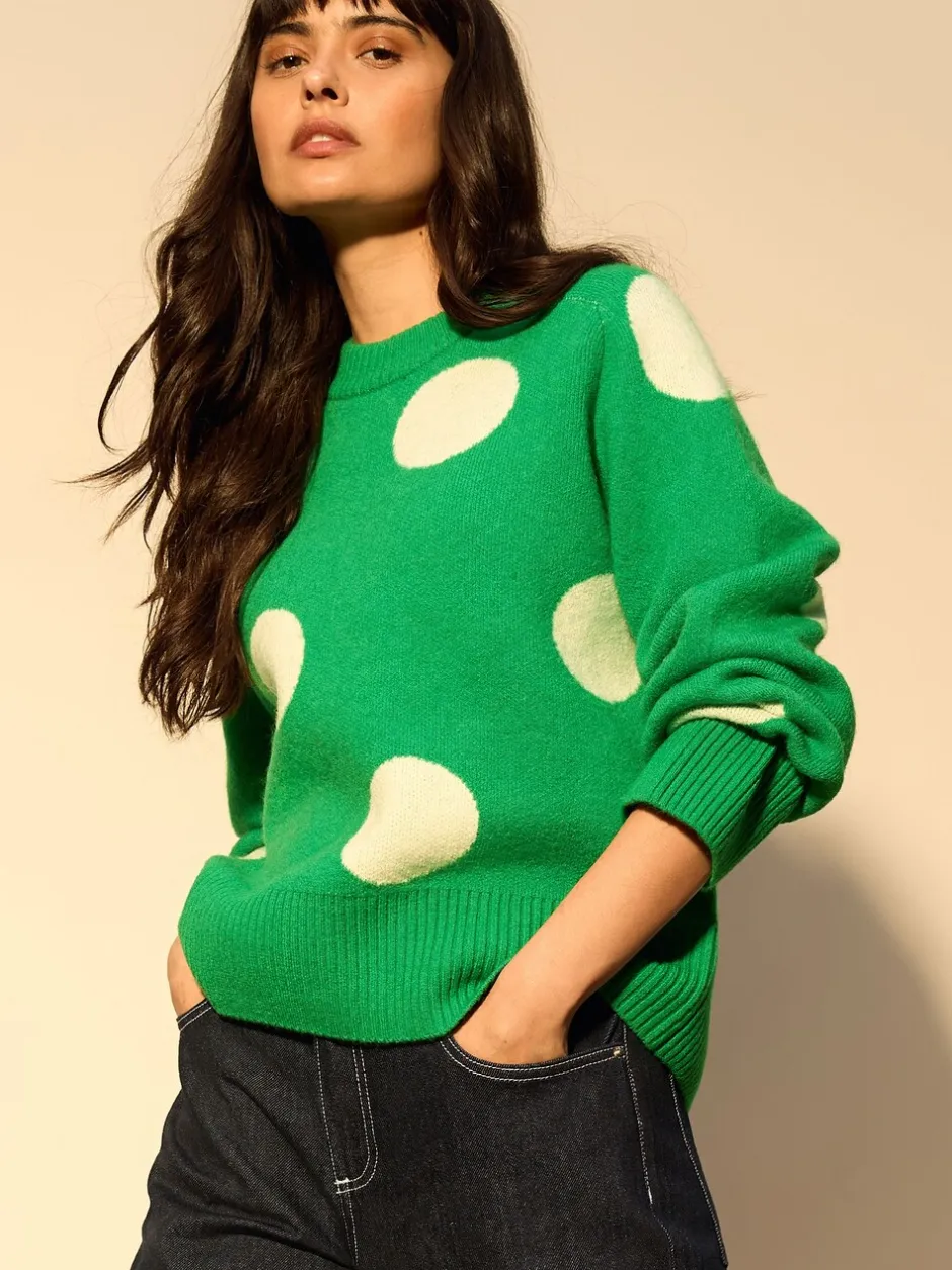 Gebreide Kleding|Next Bright Green Spot - Gebreide trui met ronde hals van wol
