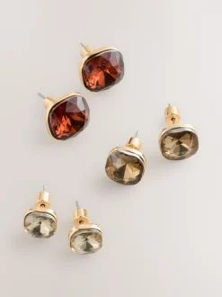 Sieraden|Next Brons - Jewel Stud Earrings 3 Pack