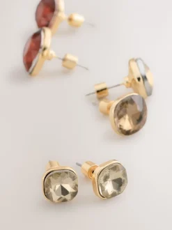 Sieraden|Next Brons - Jewel Stud Earrings 3 Pack