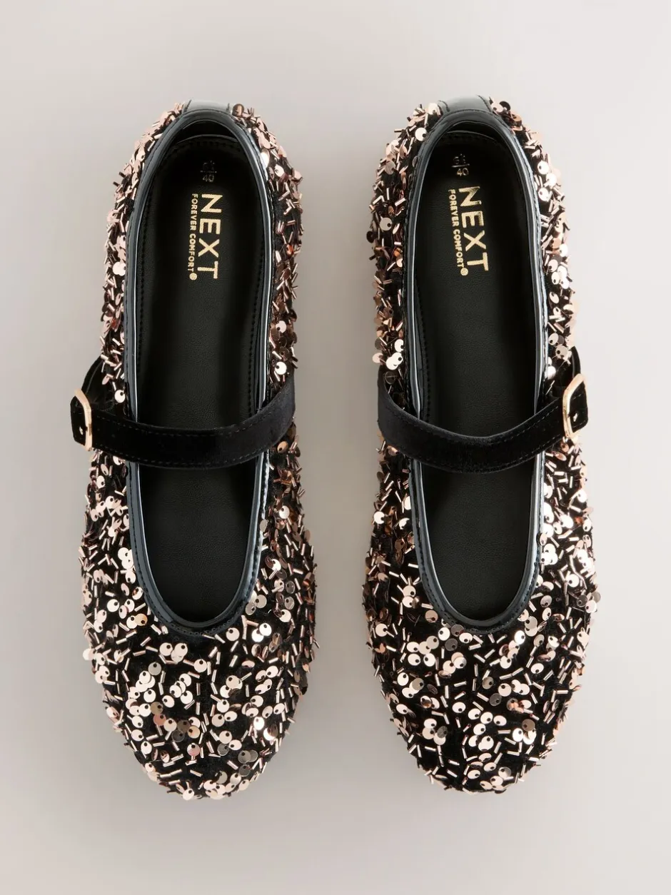 Lage Schoenen|Next - Mary Jane-schoenen met versierde pailletten van Forever Comfort® Brons