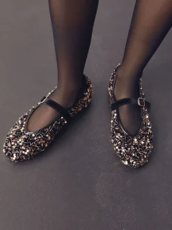 Lage Schoenen|Next - Mary Jane-schoenen met versierde pailletten van Forever Comfort® Brons