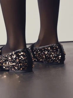 Lage Schoenen|Next - Mary Jane-schoenen met versierde pailletten van Forever Comfort® Brons