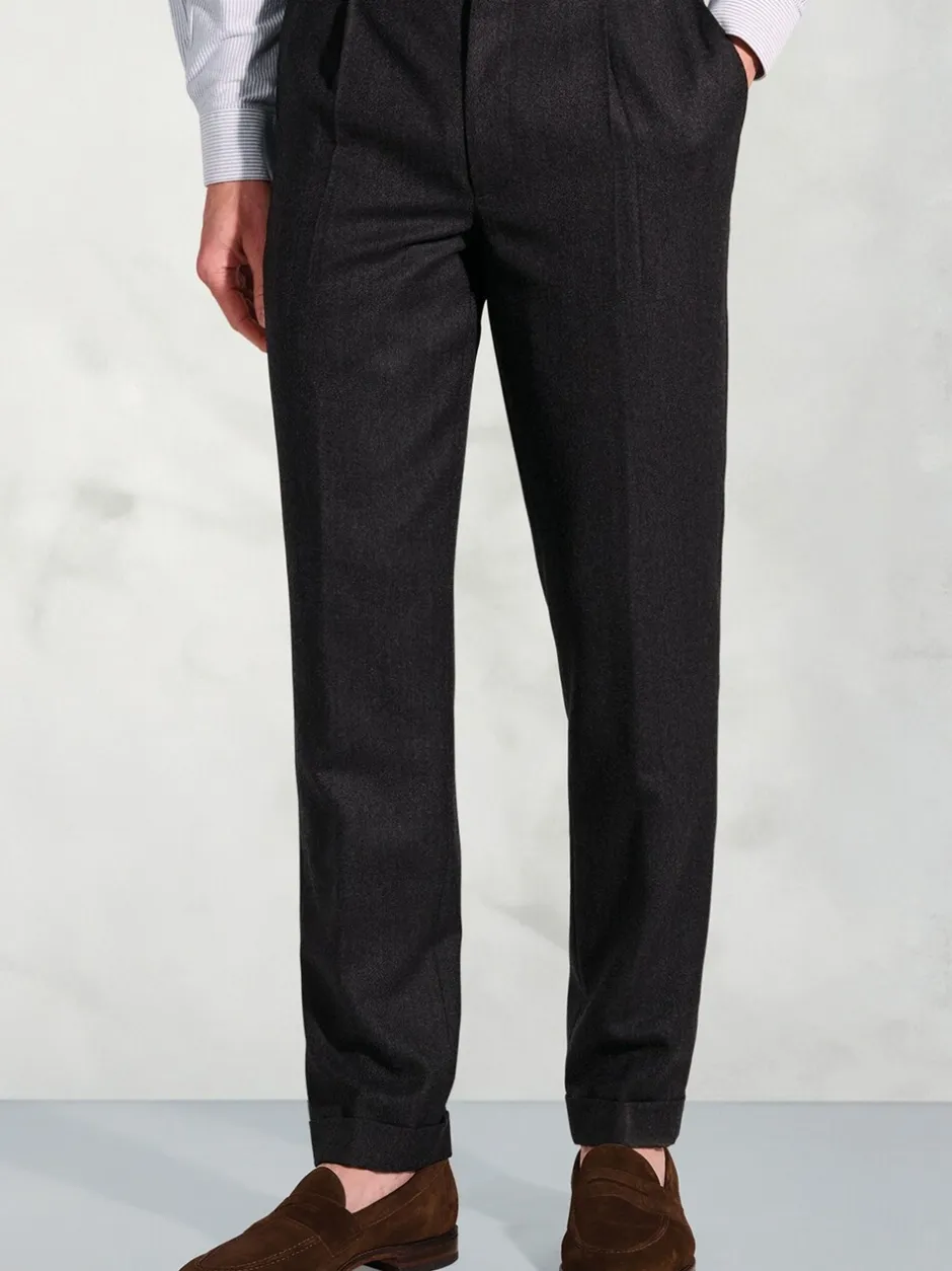 Formele Broek*Brook Taverner Single Pleat Turn-Up Wool Trousers