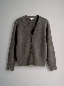 Gebreide Kleding|The Set - 2 Pack Chunky Rib Knitted Cardigans With Wool Brown Marl/Cream