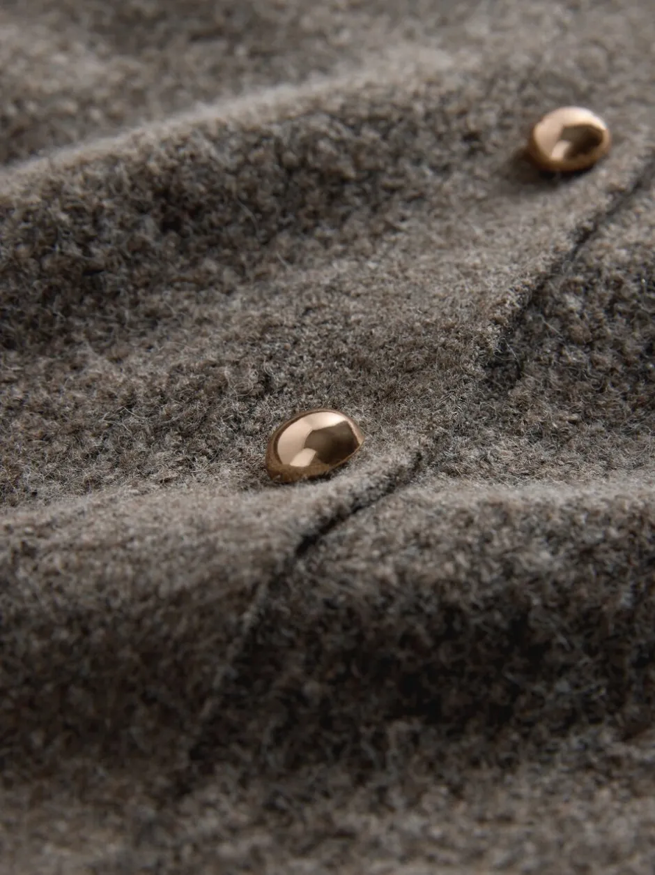 Gebreide Kleding|The Set - 2 Pack Chunky Rib Knitted Cardigans With Wool Brown Marl/Cream