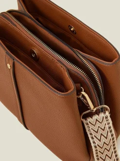 Tassen En Portemonnees|Accessorize - Faux Leather Webbing Strap Cross-Body Bag Bruin