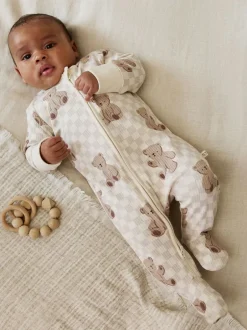 Multipacks|Babypakjes En Babypyjama's|Next Bruin - Bear Print baby slaappakjes met tweezijdige rits 4 -pack (0mnd -2jaar)