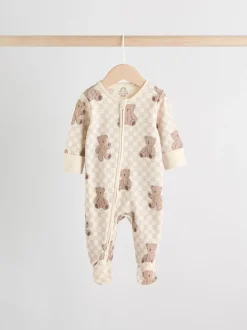 Multipacks|Babypakjes En Babypyjama's|Next Bruin - Bear Print baby slaappakjes met tweezijdige rits 4 -pack (0mnd -2jaar)