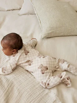 Multipacks|Babypakjes En Babypyjama's|Next Bruin - Bear Print baby slaappakjes met tweezijdige rits 4 -pack (0mnd -2jaar)