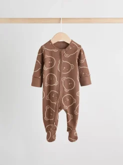 Multipacks|Babypakjes En Babypyjama's|Next Bruin - Bear Print baby slaappakjes met tweezijdige rits 4 -pack (0mnd -2jaar)