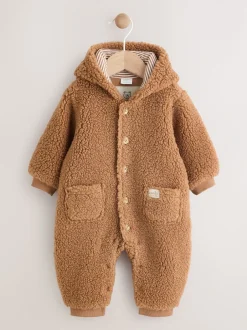 Jassen, Jacks En Kinderwagenpakjes|Jassen En Jacks*Next Bruin - Borg Baby Pramsuit Met capuchon