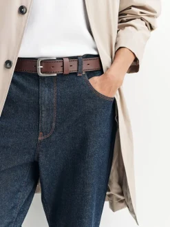 Riemen En Bretels|Next - Casual leren riem Bruin