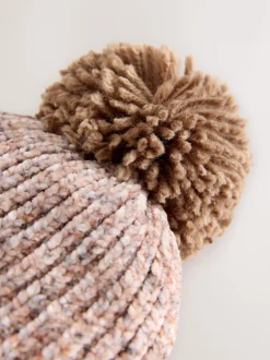 Mutsjes En Antikrabwantjes|Mutsen, Handschoenen En Sjaals|Next Bruin - Chenille Baby Hat with a Pom (0mths-2yrs)