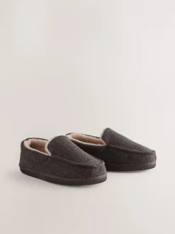 Pantoffels|Next - Closed Back Textured Slippers Bruin